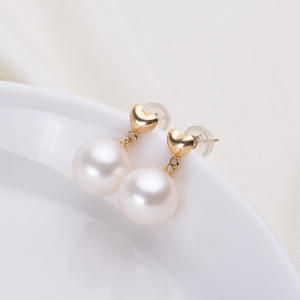 Boucles d'oreilles en argent S925 avec perle d'eau douce ronde Aurora de 9-10 mm, sans trou d'oreille, de Zhuji - Product Image 4