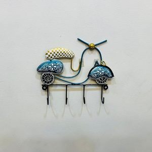 Handmade Metal Bicycle Wall <b>Hook</b> <b>Key</b> Rack with Flower Pattern and 3 <b>Hooks</b> Novelty Design <b>for</b> Home Use - Product Image 3