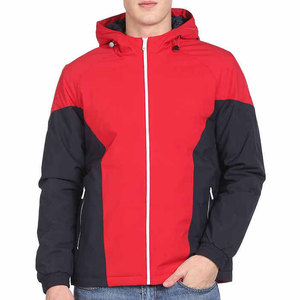 Blouson Bomber d'Hiver pour Homme, Teint, à Blocs de Couleurs, à Capuche, Coupe-Vent, Coupe Droite, Extérieur en Polyester, Fermeture Éclair, Style Décontracté - Product Image 1