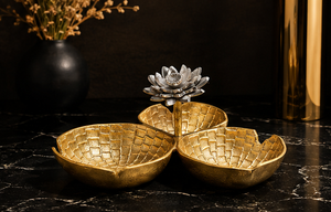 Centre de table en métal texturé motif fleur de lotus, ensemble d'articles pour fournisseur de commandes en gros - Product Image 5