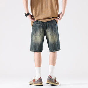 กางเกงยีนส์ขาสั้นทรงตรงสำหรับผู้ชาย ดีไซน์ใหม่ คุณภาพสูง ระบายอากาศ แห้งเร็ว ผ้าฝ้าย 100% สีพื้น ขายส่ง - Product Image 3