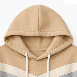 Sudadera con Capucha Corta para Mujer, Diseño Color Block, con Logotipo Bordado en la Parte Delantera, Manga Regular, Estilo Casual para Otoño, Gris Beige, Tejido de Punto - Product Image 5