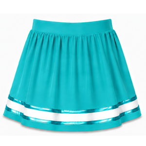 Falda de Animadora Color Verde Azulado Personalizada, Falda Deportiva Plisada con Ribete a Rayas, Ropa Deportiva Personalizada para Equipos - Product Image 2
