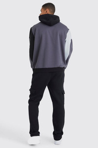 Sweat-shirts pour hommes OEM, coupe oversize, color block, en molleton épais 100% coton, avec impression de logo personnalisé, épaules tombantes, color block - Product Image 2