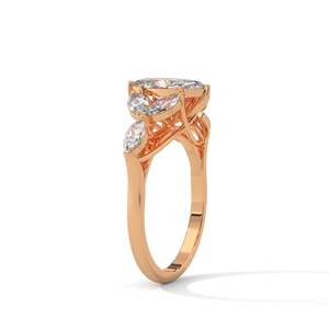 Anillo de Moissanita Marquise en Oro Rosa, Corte Ovalado, Anillo de Boda, Joyería de Compromiso Vintage - Product Image 3