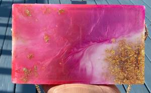 Pochette en résine | Pochette en marbre géode | Sac à main de soirée | Cadeaux pour elle | Flocons de feuille d'aluminium | Sac à main en résine | Pochette Geode | Boutique de cadeaux | Sac à main unique - Product Image 2