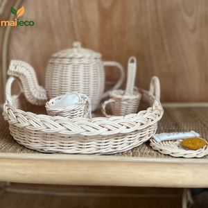 Service à thé en rotin naturel fait à la main Little Sippers Collection-Jouet pour bébé de 5 à 7 ans Produit en gros fabriqué au Vietnam - Product Image 3