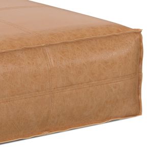 Tavolino da Caffè Extra Large Brody in Pelle Marrone Invecchiata, Pouf e Sgabelli - Product Image 3