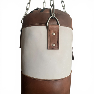 Sac de frappe Tan & Creamy 100 cm avec chaînes, 100 % cuir de vache, pour entraînement de kickboxing, taekwondo et boxe, hauteur réglable - Product Image 4