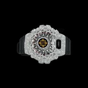 Elegante Reloj de Plata de Ley Maciza con Correa de Goma Negra para Hombre, Joyería de Moda, Estilo Hip Hop con Diamantes - Product Image 4