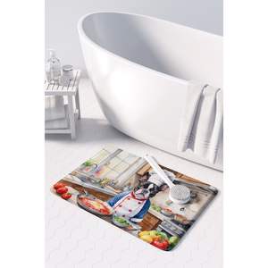 Boston Terrier el Chef Alfombra de cocina de espuma viscoelástica Cojín antifatiga lavable a máquina Alfombra de baño cómoda - Product Image 3