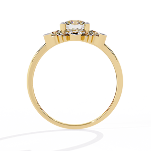 แหวนเพชรทองคำแท้ 14K ทรงกลมเจียระไนแบบบริลเลียนท์ สำหรับงานหมั้น งานแต่งงาน และวันครบรอบ ออกแบบโดยนักออกแบบดอกไม้ - Product Image 4
