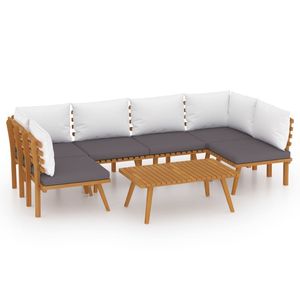 Ensemble de salon de jardin modulaire en bois d'acacia massif gris foncé, 7 pièces, mobilier d'extérieur au design contemporain pour usage extérieur - Product Image 2