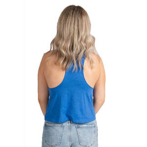 Débardeur en tricot bleu pour femme, col rond, couleur unie, imprimé éclair, vêtement décontracté - Product Image 3