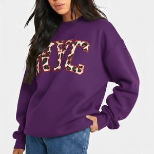 Sudadera de cuello alto extragrande para mujer, 100% algodón polar, lisa, de alta calidad, con logotipo OEM personalizado bordado frontal, insignia y lentejuelas - Product Image 5
