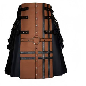 Kilts écossais en cuir écologiques unisexes pour hommes avec motif Flugelhorn pour activités de plein air - Taille et matériau personnalisables - Product Image 1