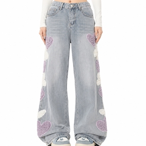 Pantalones Vaqueros Casuales de Mezclilla para Mujer, Cintura Alta, Algodón, Fabricante Mayorista OEM, Ropa Premium, Diseño Personalizado, Impresión - Product Image 2