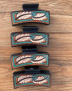 Vente chaude Western élégant usiné à la main en cuir pince à cheveux personnalisé en cuir véritable griffe cheveux accessoires pour les femmes - Product Image 3