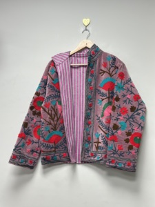 Unique Embroidery Coat Indian Handmade Unisex Premium Blazer Polyester Cotton Velvet Floral Pattern <b>Vintage</b> <b>Bomber</b> <b>Jacket</b> - Product Image 4