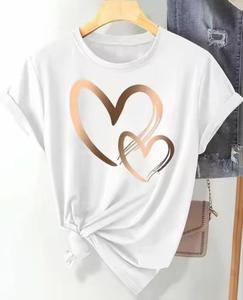 Camiseta Casual de Moda para Mujer 2026, Camiseta con Estampado Gráfico de Amor en Acuarela, Camiseta de Verano con Estampado Dulce - Product Image 3