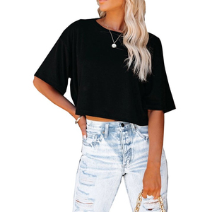 Top Corto de Verano para Mujer, 100% Algodón, Transpirable, de Secado Rápido, Antiarrugas, con Estampado Gráfico y Logotipo Personalizado, Estilo Urbano - Product Image 2