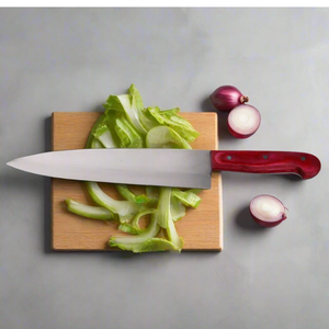 Couteau de boucher en acier inoxydable à manche rose, couteau de chef robuste pour couper la viande, couteau de cuisine tranchant avec manche en bois riveté - Product Image 6