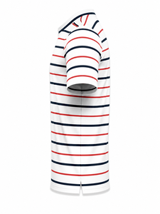 T-shirt à manches courtes rayé pour homme, 100% coton, col rond, coupe classique, décontracté, respirant, logo imprimé sur le devant - Product Image 4