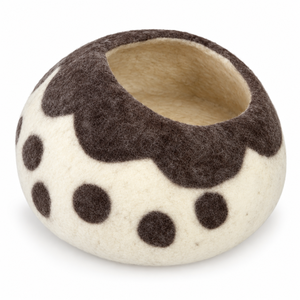 Round Wool Felt <b>Eco</b>-Friendly Cat Bed Cave Polka <b>Dot</b> Pattern Soft Indoor Handmade in Nepal All Seasons Hand Wash - Product Image 2