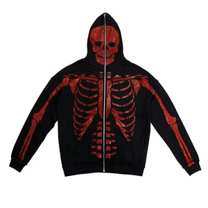 Black dragon <b>hoodie</b> men Rhinestone <b>gothic</b> sweatshirt Oversized zipper <b>hoodie</b> Winter wear with dragon - Product Image 5