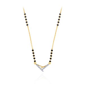 Elegant GLEAMORA ENTERPRISE Rose Gold Plated 9K Yellow Gold IGI Certified Classic Women's Mangalsutra <b>Black</b> Beaded <b>Chain</b> - Product Image 1