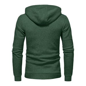 Men's Green Full-Zip Hoodie Slim Fit Solid Color Hoodie Breathable 100% Cotton Fleece Autumn & Winter Relaxed Fit Hoodie - Product Image 2