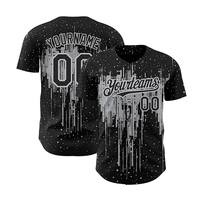 Maillot de baseball authentique à manches courtes, motif 3D noir et or Vegas, design artistique effet éclaboussures, le plus vendu pour tenues d'équipe personnalisées