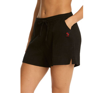 Short de bain tendance pour femme, taille haute, en tissu polyester léger et respirant, avec technologie de séchage rapide avancée Solid Trader - Product Image 1