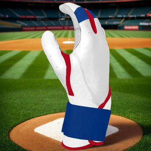 <b>Navy</b> Blue Light Blue Leather Batting Glove Ambidextrous Padded Comfortable Hook and Loop Closure for Training Unisex Adult - Product Image 6