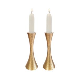 Best Seller Rustic Gold Shabbat Candle Holders Pair Hammered Metal Judaica Sabbath <b>Candlestick</b> Home Decor Gift - Product Image 6