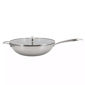 Wok Antiadherente de Acero Inoxidable de 3 Capas y 12.5 Pulgadas con Tapa, Producto Premium - Product Image 6