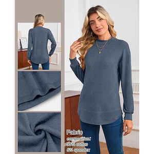 Fabricación al por mayor de suéteres de cuello alto para mujer, 100% algodón, estilo holgado y cómodo, con logotipo personalizado. - Product Image 6