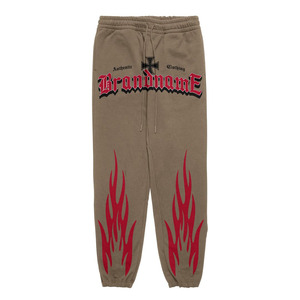 Pantalon de jogging en molleton doux 500 GSM en coton et polyester, imprimé graphique taupe, logo personnalisé, impression sérigraphique, marque privée - Product Image 1