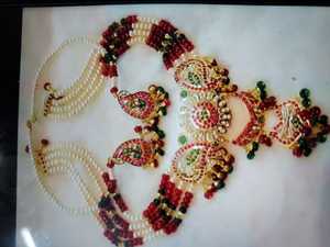 Parure de bijoux vintage ethnique en cuivre plaqué, forme cœur, avec cristaux, strass et perles d'imitation, collier de mariage pour femme - Product Image 2