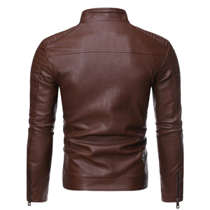<b>Men's</b> Olive Green Genuine <b>Leather</b> Shell Quick Dry Winter Fashionable Windproof Breathable <b>Jacket</b> Workwear Turn-down Collar - Product Image 3