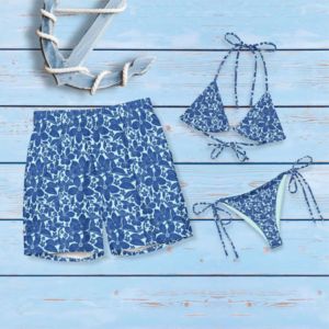 Custom Floral Print Matching Couple Swimwear Set High Quality <b>String</b> Bikini Beachwear Outfits - Product Image 2