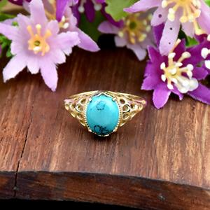 Gorgeous 18k <b>Gold</b> Vermeil Sterling Silver <b>Ring</b> 925 Sterling Silver Statement Blue <b>Turquoise</b> December Birthstone Fine Gift - Product Image 4