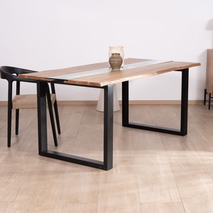 Mesa de comedor Vandana Ivory Surface Acacia con centro de vidrio Novelli 175 cm - Product Image 1