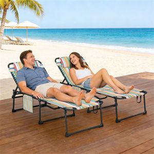 Sdraio Pieghevole a 2 Pezzi con Tasche Laterali, Design Elegante, Lettino Prendisole da Esterno - Product Image 1