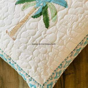Indian Hand Block <b>Print</b> Cotton Quilted Decorative 40 X 40CM Square <b>Cushion</b> Cover - Product Image 6