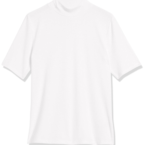 Camiseta de Punto de Manga Corta con Cuello Alto para Mujer, 100% Algodón, Transpirable, Color Sólido, Estilo Minimalista, para Primavera/Verano - Product Image 1