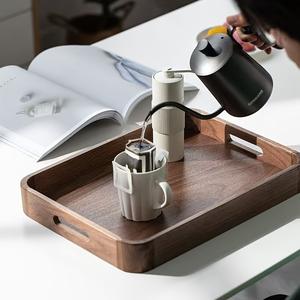 Plateau de rangement et de service moderne avec bords surélevés, poignées faciles à saisir, design anti-déversement, parfait pour le thé, les collations, l'utilisation au bureau - Product Image 3