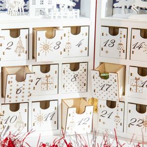 Calendario dell'Avvento Natalizio a Forma Quadrata, Babbo Natale 3D con Caramelle, Decorazione per la Casa in Cotone e MDF, Forniture in Sacchetti - Product Image 6