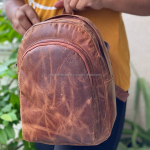 Dark Brown Full Grain Leather Vintage Men's Retro Real Genuine Cowhide Daypack Cow Leather Travel <b>Backpack</b> for Men Women - Product Image 4