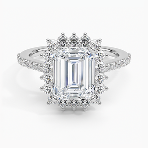 แหวน BOJ รุ่น 0140 ทรง Emerald Cut เงินแท้ 925 ประดับเพชรทรง Sunburst แบบหนามเตย แหวนเพชรเม็ดเดี่ยว 2 กะรัต สี D ความสะอาด VVS1 มอยส์ซาไนต์ GRA ลดราคา - Product Image 1